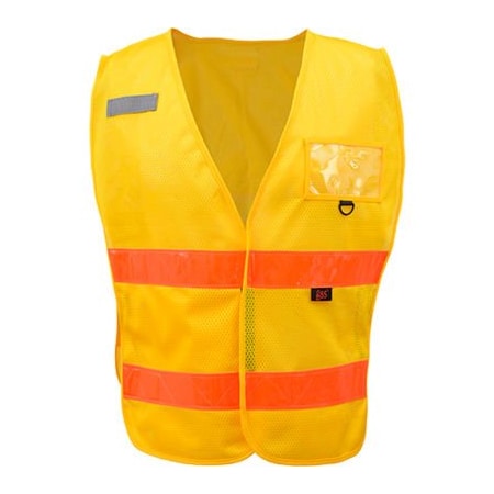Gss Safety Incident Command Vest- Yellow w/Orange Prismatic Tape-One size Fits All 3117
